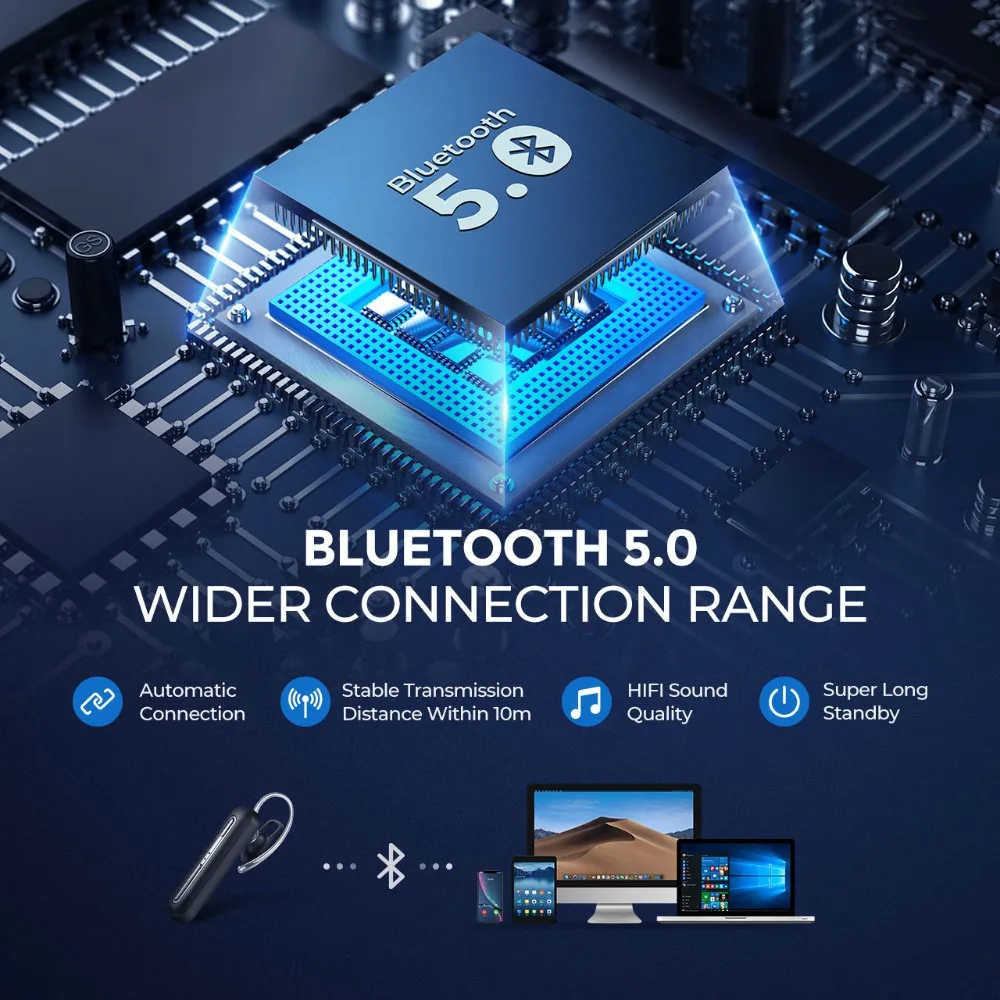 Mpow EM17, беспроводные наушники, кристально чистые, для звонков, вкладыши, Bluetooth, наушники с двойным микрофоном, шумоподавление, с деловым дизайном