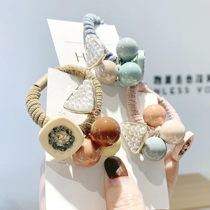 

Women Hair Ties Ring Elastic Rubber Bands Bow Girl Acrylic Cherry Flower Bear Bow Knot Head Accessories Wholesale