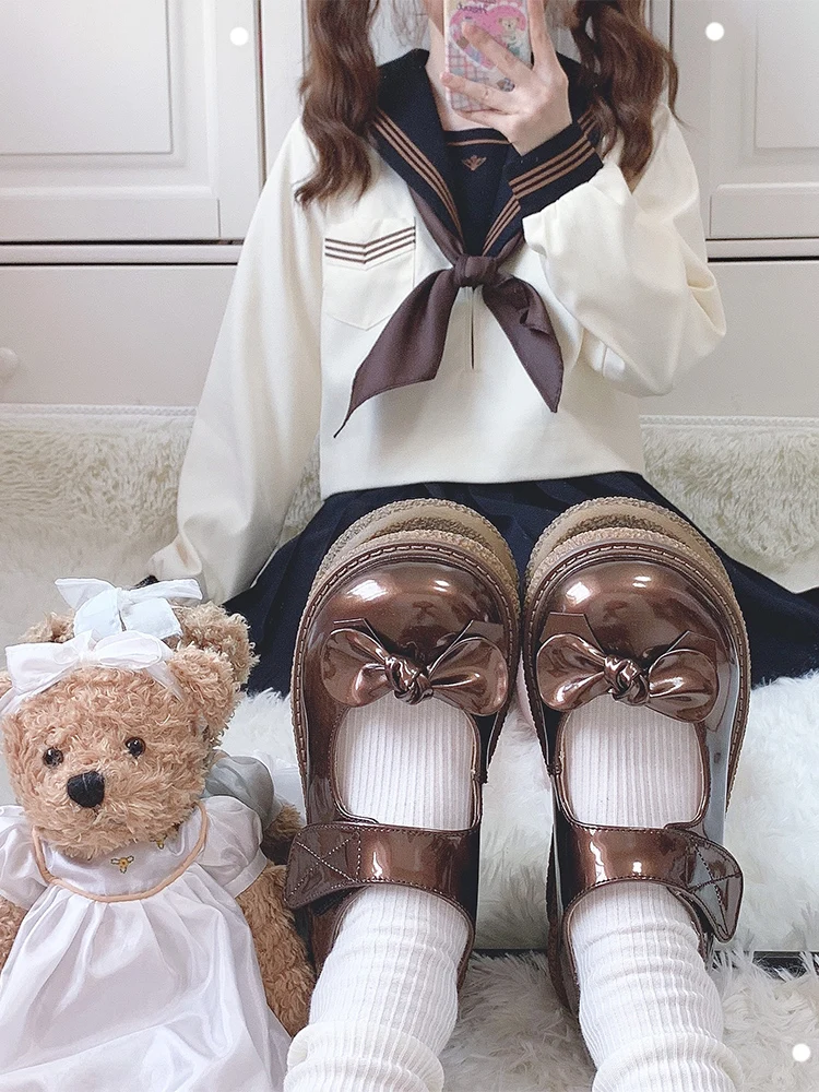 

Fashion Japanese Kawaii Anime Cosplay Patent Leather Lolita Shoes Jk Uniform Shoes Cute Student Lolita Shoes Big Size 41