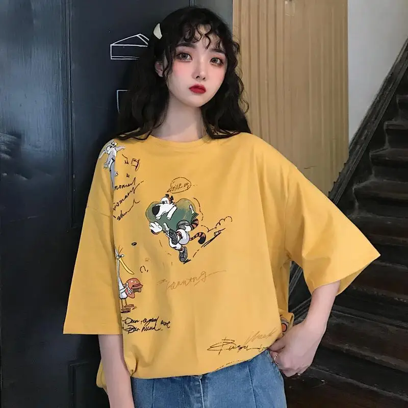 Женская футболка Ins EURO летняя с круглым вырезом и короткими рукавами в английском