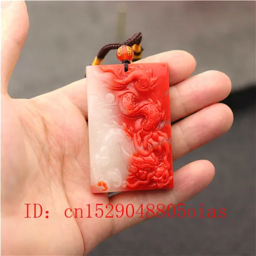 Натуральный Красный Белый Нефритовый камень дракон кулон ожерелье Китайский