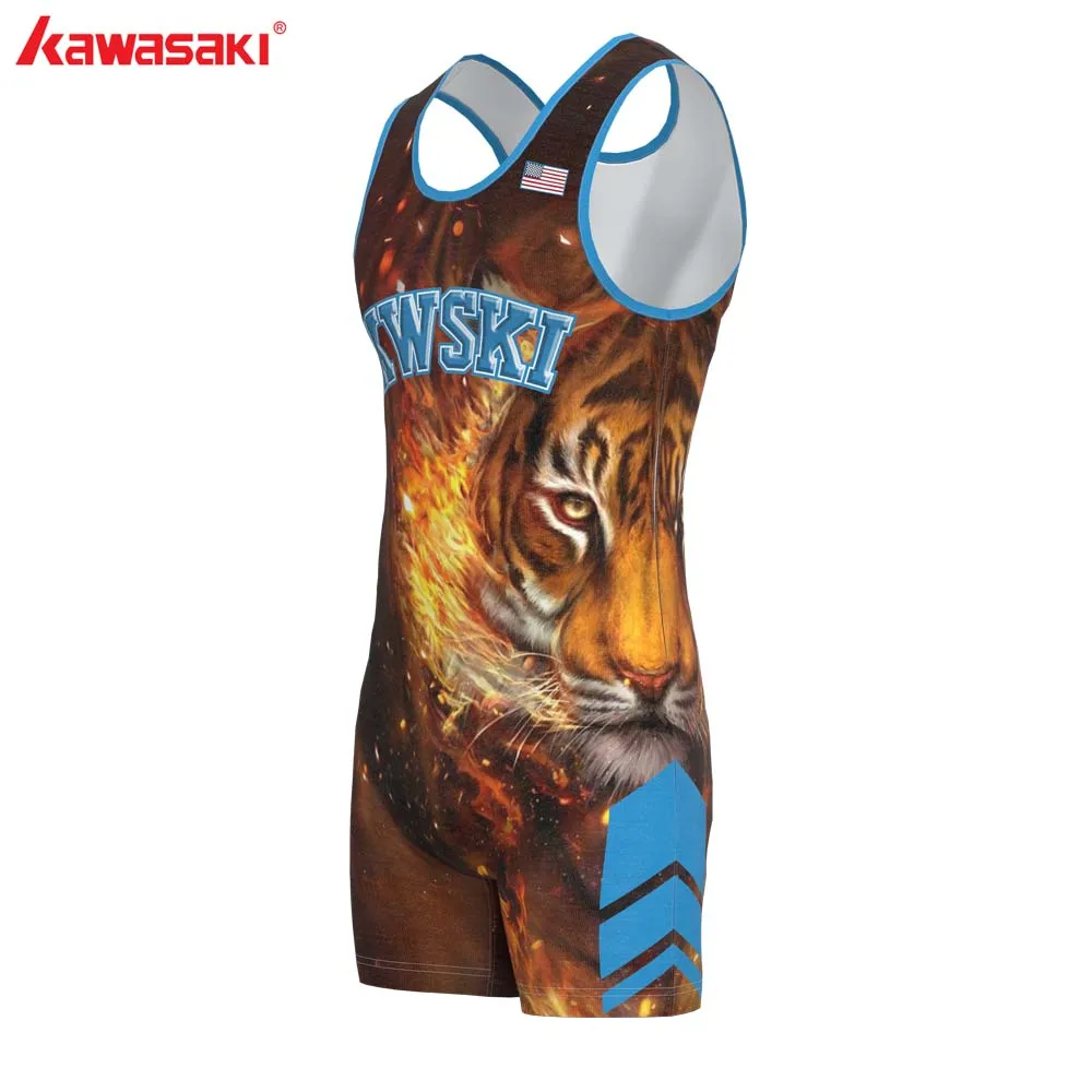 Kawasaki Sublimated Wrestling Singlet for Men and Youth, Power lifting and Exercise Equipment MMA Wrestling Cloth Underwear