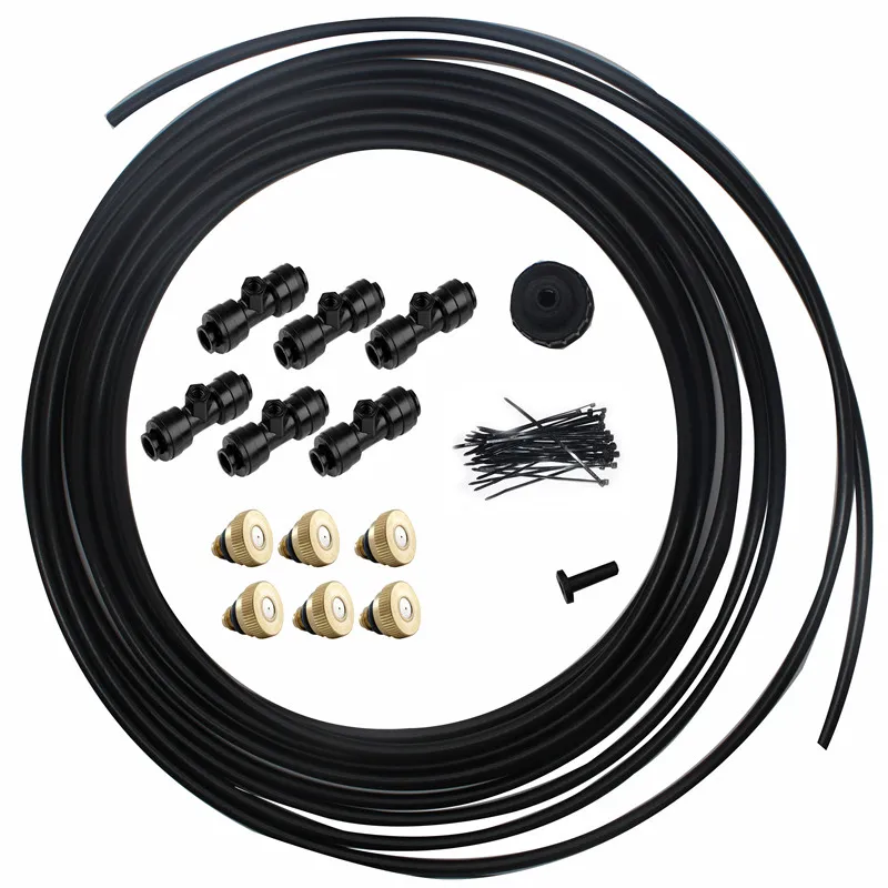 Water Misting Cooling System Kit Summer Sprinkler Brass Nozzle Outdoor Garden Greenhouse Park Plants Spray Hose Sprayer | Дом и сад