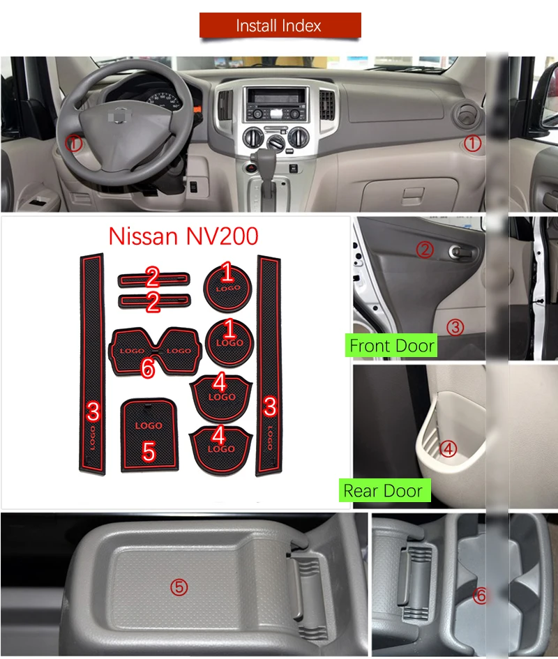 Дверной коврик для Nissan NV200 Evalia Vanette 2010 2011 2012 2013 2014 2015 2016 аксессуары