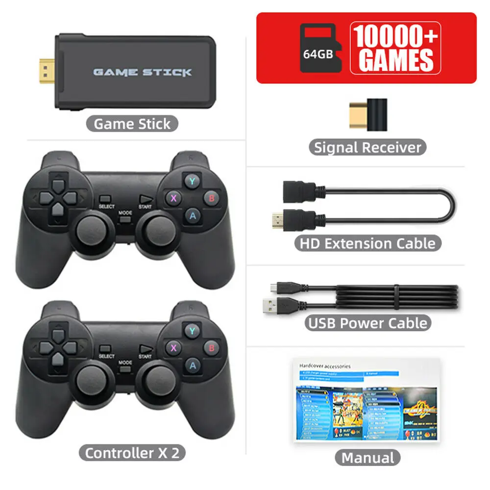 

Портативная телевизионная игровая консоль 4K с беспроводным контроллером 2,4G, поддержка CPS PS1, классические игры, ретро игровая консоль