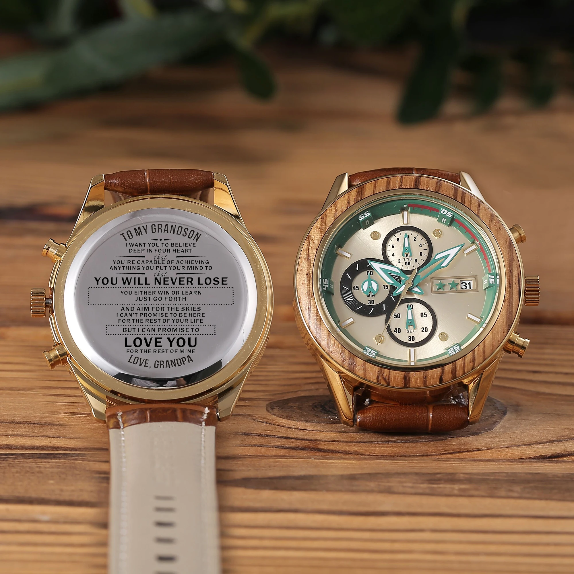 

Grandpa gave his grandson a luxury sports engraving watch graduation birthday present