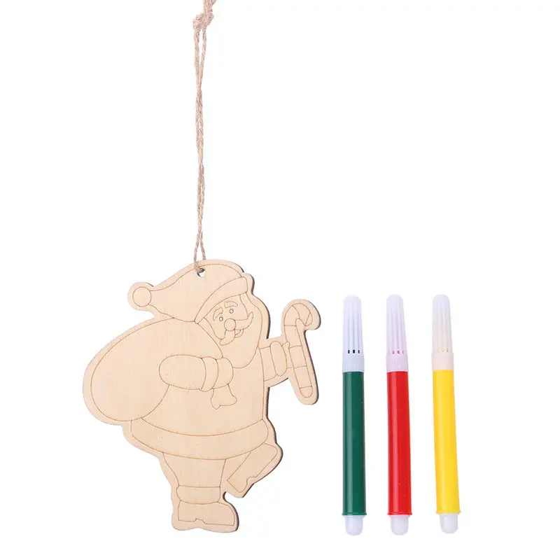 Ручная роспись рождественская подвеска Детский рисунок Санта Клаус