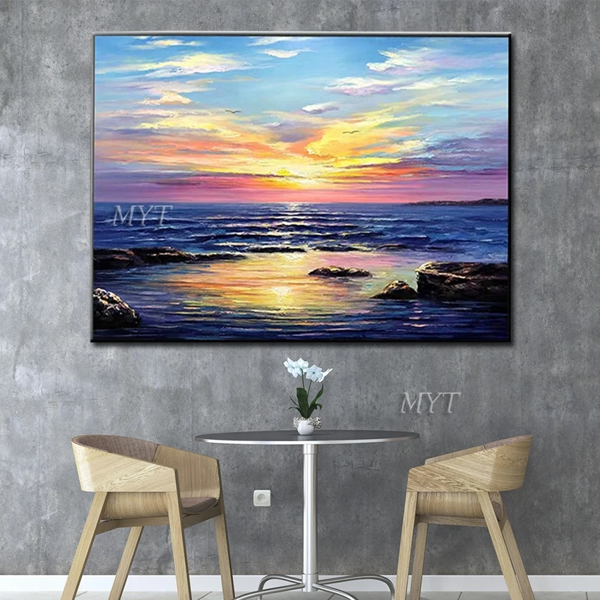 

The Sea Sunset Abstract Oil Painting Wall Art Home Decor Picture Modern Oil Painting On Canvas 100% Handpainted No Framed