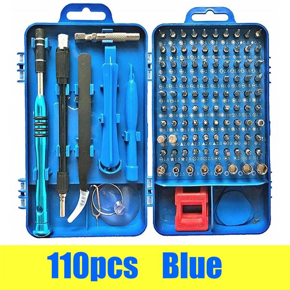 110 in 1 blue Vastar 115 в 1 Набор отверток мини Прецизионная отвертка Torx для Iphone huawei Ipad компьютер мобильный телефон ремонт ручные инструменты - Цвет: 110 in 1 blue