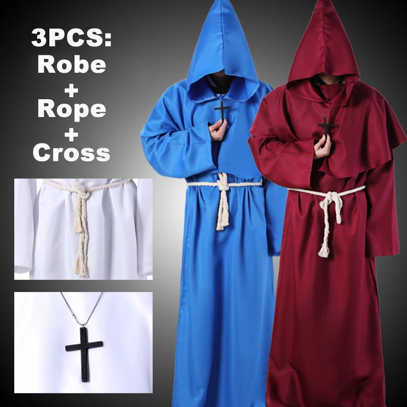 Мужские женские мужские средневековые винтажные мантия ведьмы на Хэллоуин