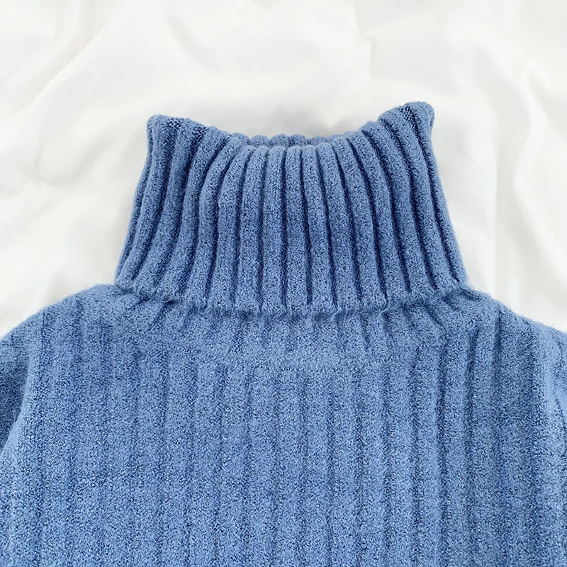 

Korean style warm high-neck pit striped lazy wind loose thick casual long-sleeved pullover sweater