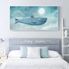 Картина на холсте с изображением старика на ките, настенные картины для детской комнаты, декоративная настенная художественные плакаты и принты