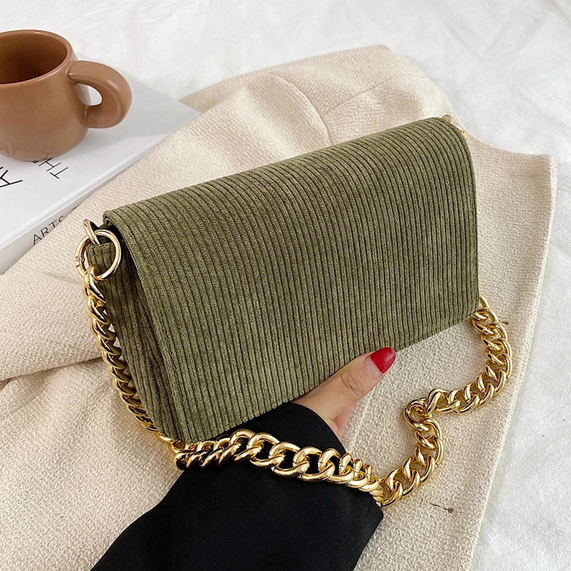 

Underarm Shoulder Crossbody Bags for Women 2021 Hit Winter Branded Designer Corduroy Small Flap Luxury Chain Handbags and Purses