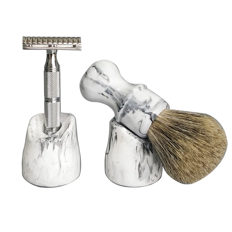Dscosmetic landscape resin shaving brush stand for almost and DE razor | Shaving Brushes