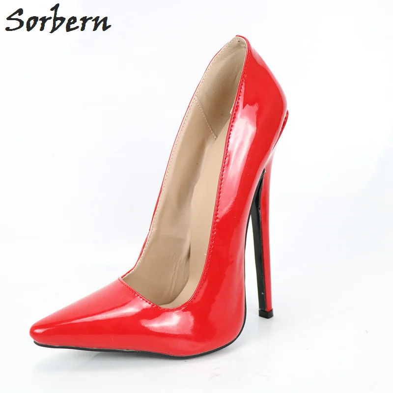 Sorbern Sexy Pink Shiny Pump 7 in Spike Heel Women Shoes Pointed Toe Slip On 18Cm Stiletto High Heels Designer Heels Customized