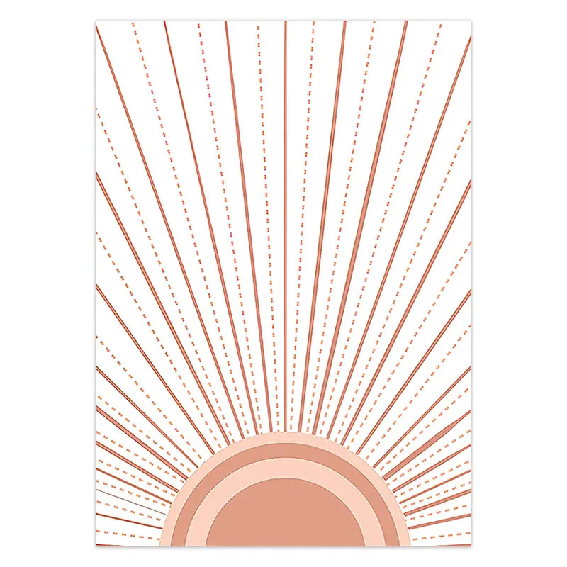 

Boho Poster Print Line Face Color Abstract Art Rainbow Sun Flower Canvas Painting Wall Pictures for Living Room Home Decor