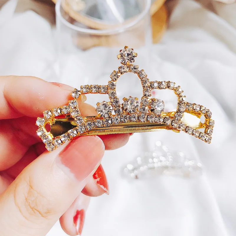 Прозрачная Корона из горного хрусталя тиара заколки для девочек маленькая