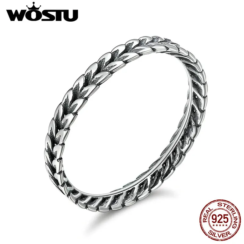 WOSTU, Настоящее серебро 925 пробы, винтажное, с запахом поля, стекируемые кольца для женщин, хорошее серебряное ювелирное изделие, подарок CQR139