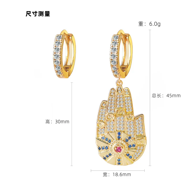 925 стерлингового серебра Асимметричный желтый золотой цвет Хамса рука