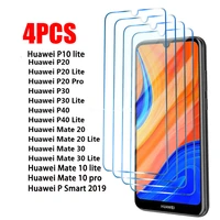 4pcs Tempered Glass For Huawei P30 P20 P40 Lite Pro Screen Protector For Huawei Mate Lite Pro Psmart 2019 Glass film