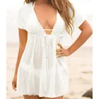 Летнее пляжное платье для женщин из плотной ткани желтого цвета красный, Белый Мини платье женская шифоновая вуаль пляжные платья для женщин в африканском стиле пляжное платье купальник