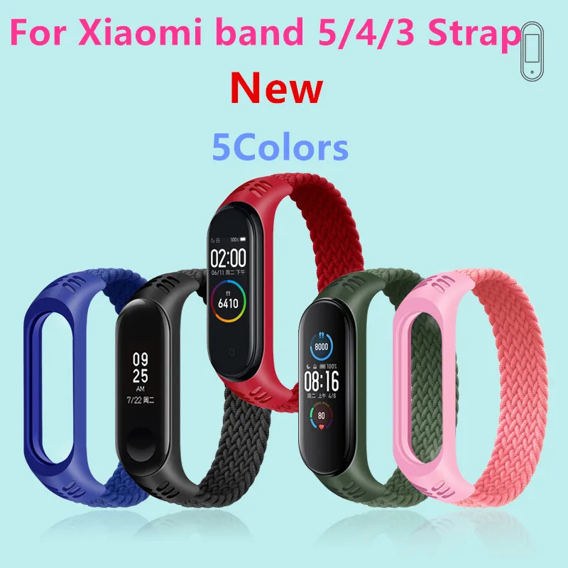 

Strap for Mi Band 5 4 3 Latest Style Bracelet Braided Loop Straps for Xiaomi MI Band 3 4 5 Fabric Elastic Belt Wrist Miband 4 5