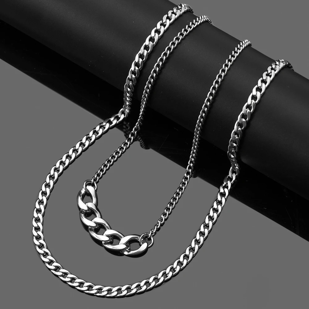 

Stainless Steel Chain Necklaces for Women Men Long Hip Hop Necklace on The Neck Fashion Jewelry Accessories Friends Gifts
