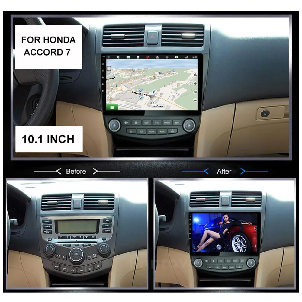 Автомагнитола 2.5D+IPS Android 9,0 4G Автомобильный Радио мультимедийный плеер для Honda Accord 7 2003-2007 навигация gps 10,1 дюймов магнитола 2 din без dvd c камера заднего вида