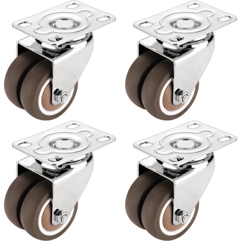 4 шт./компл. сверхмощные бесшумные роликовые колеса 1,5/2 дюйма двухрядные резиновые колеса с тормозом для мебели на колесиках