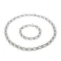 10mm width 316l stainless steel for women men fashion chains necklace bracelet jewelry sets