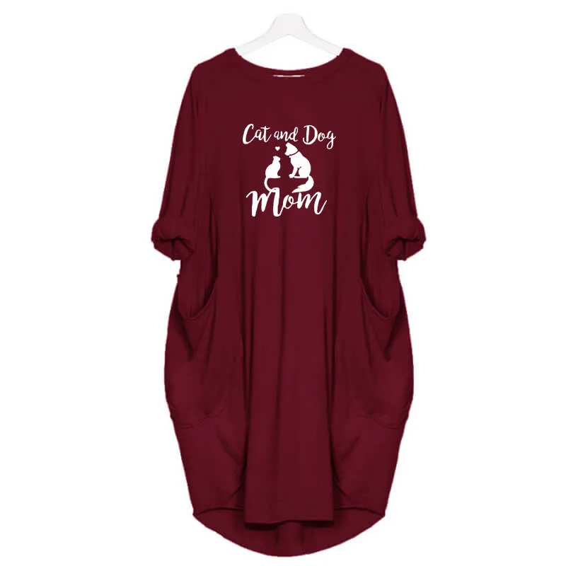 В виде кошек и собак мама с принтом букв сердца платье женский Harajuku открытыми
