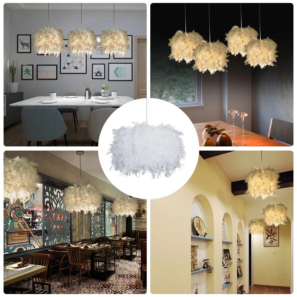 

Mordern Feather Pendant Lamp E27 Lamp Holder Fairy Hanging Lamp Goose Feather Bedroom Dining Room Loft Chandelier Ceiling Light