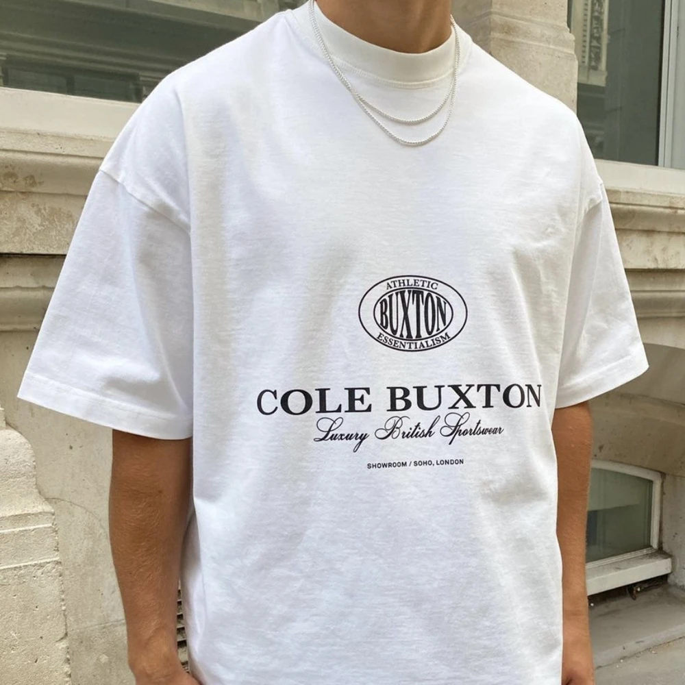 

Cole Buxton minimalist classic logo letter printing CB high street loose round neck short sleeve T-shirt trendy black white S-XL