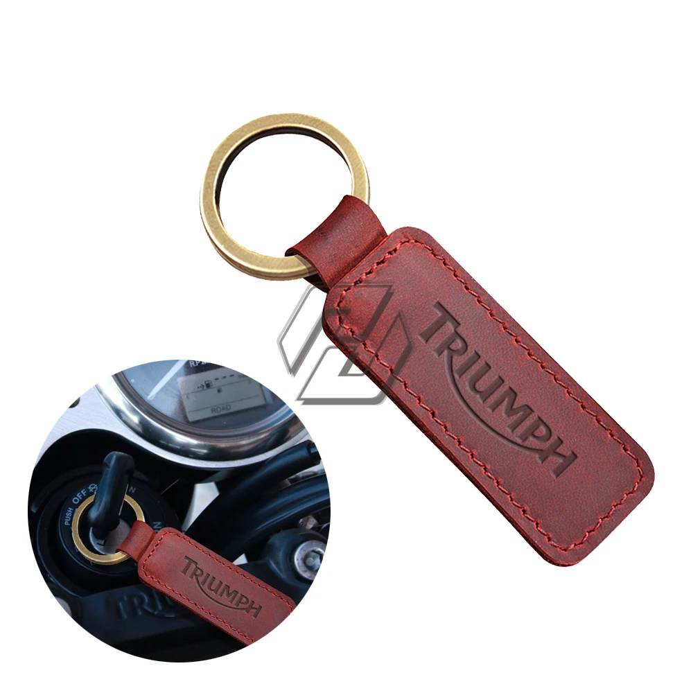 

Motorcycle Keychain Cowhide Key Ring Case for Triumph Tiger 800 1200 STREET TRIPLE 675 765R etc