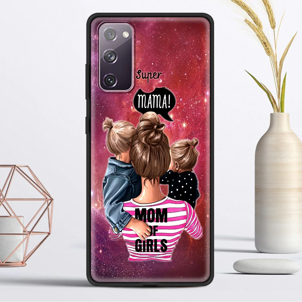 

Brown Hair Baby Mom Girl phone Accessories Soft Cover for Samsung Galaxy S21 S20 Ultra S20 FE S10 Lite S10E S9 Plus Luxury Case