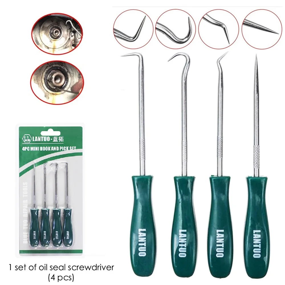 

4Pcs 135mm Car Oil Seal Screwdrivers Set Hooks Tools O-Ring Seal Gasket Puller Remover Auto Vehicle Pick Ready Stock Repair Tool