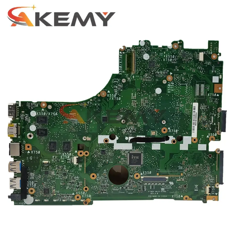 Материнская плата Akemy X750DP LVDS с (V2GB) графическим процессором для ноутбука Asus K550D X550DP