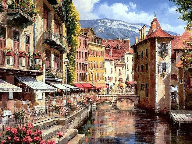 

A1566 11CT/14CT/18CT/25CT/28CT oil street patterns Counted Cross Stitch DIY Cross Stitch Kits Embroidery Needlework Sets