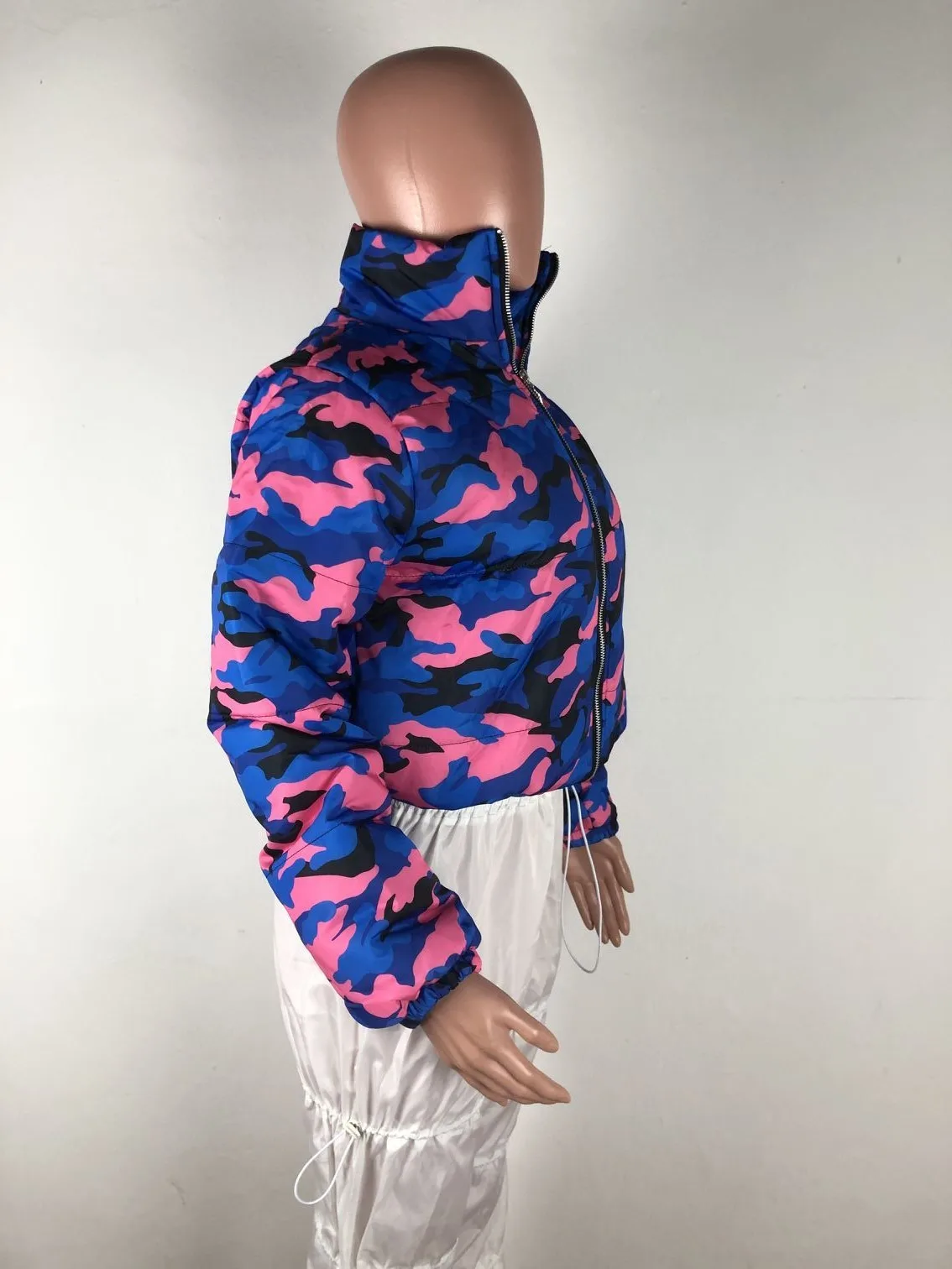 Winter 2021 Women's Camouflage Stand Collar Parkas Puffer Jacket Cotton Padded Bubble Coat Women's Parkas Winter Warm