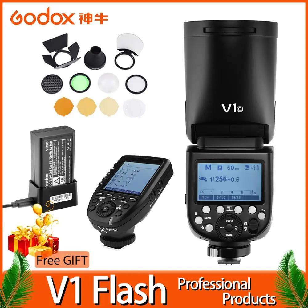 Godox V1 флэш-V1C V1N V1S V1F V1O ttl 1/8000s HSS Литиевая Батарея Вспышка Speedlite для цифровой зеркальной камеры Canon Nikon sony Fuji Olympus