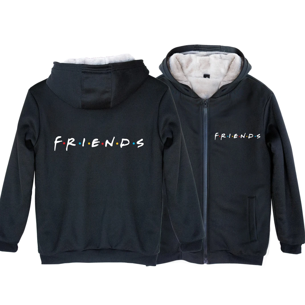 Man Boy Parkas Full Zip Coat Plus Velvet Friends Name Logo TV Show Letter Alphabet Autumn Winter Couple Clothes ZIIART