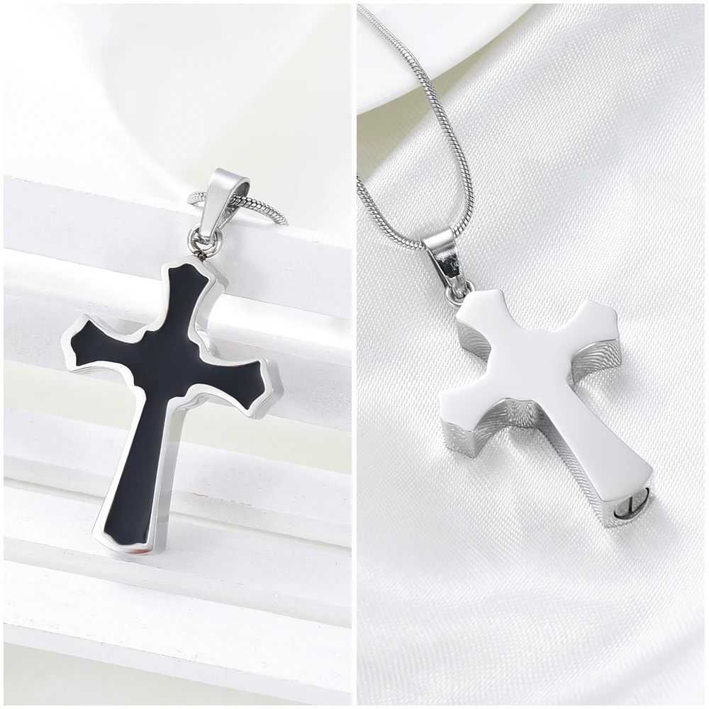 IJD8023 Classic Mens Stainless Steel Cross Urn Pendant Necklace Cremation Jewelry for Ashes Holder | Украшения и аксессуары
