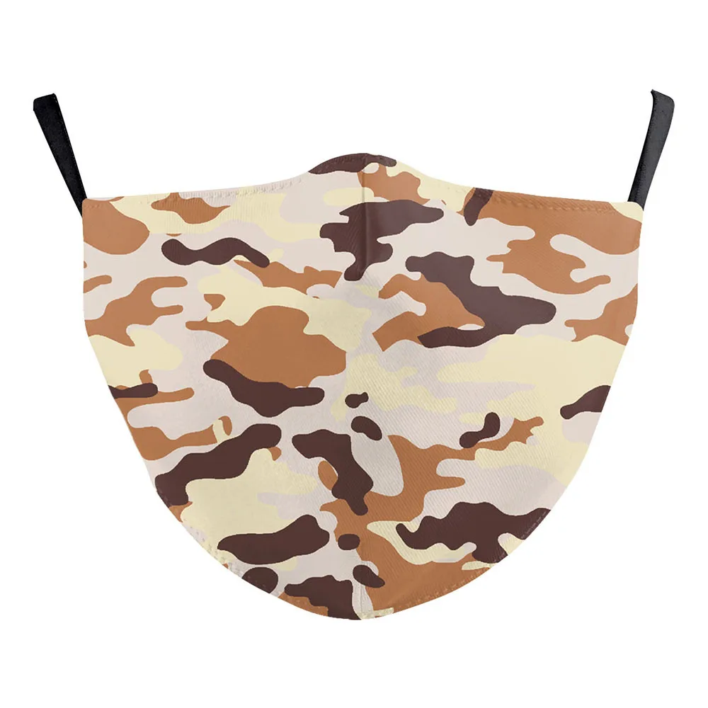 

FCCEXIO 10 Color Classic Camouflage Mask For Adult Print Fabric Face Fashion Mask Washable Reusable Mouth Mask Casual Color