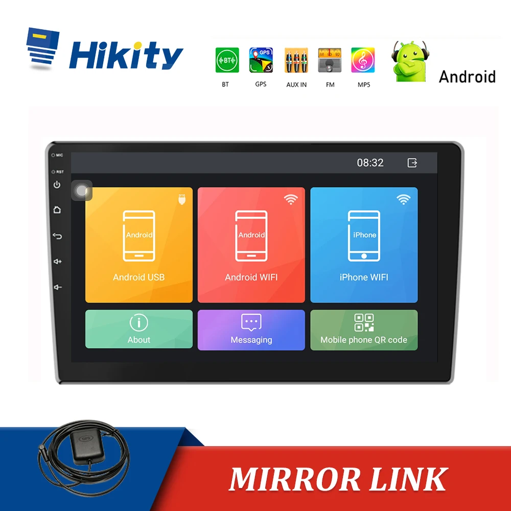 Hikity Android 2 Din автомобильное радио GPS FM приемник 10 1 дюймов 2.5D Закаленное стекло