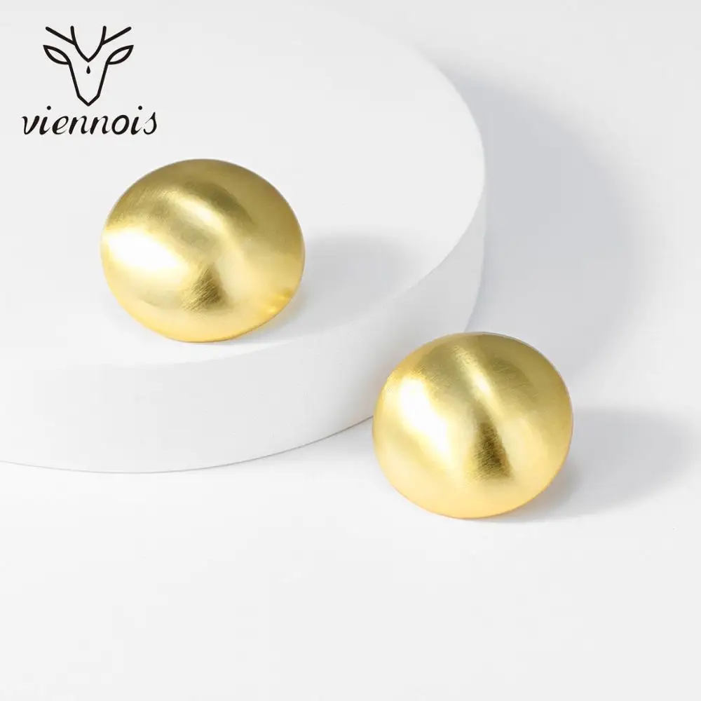 От Viennois покрытие из простые круглые серьги-гвоздики для женщин золотой сет Дубай