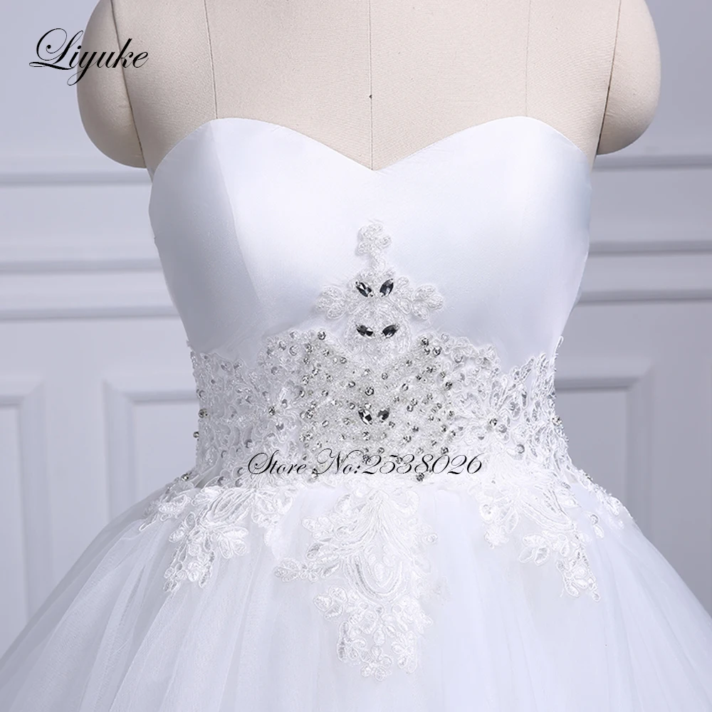 Свадебное платье-трапеция Liyuke без бретелек с многоярусной юбкой со шлейфом