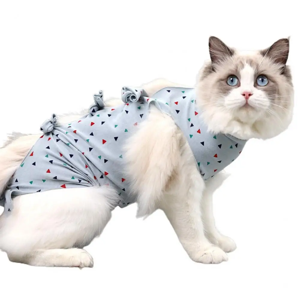 

Fine Workmanship Pretty Pet Cats Abdominal Wound Protector Suit Soft Texture Pet Clothes Stripes Pattern Pet Supplies