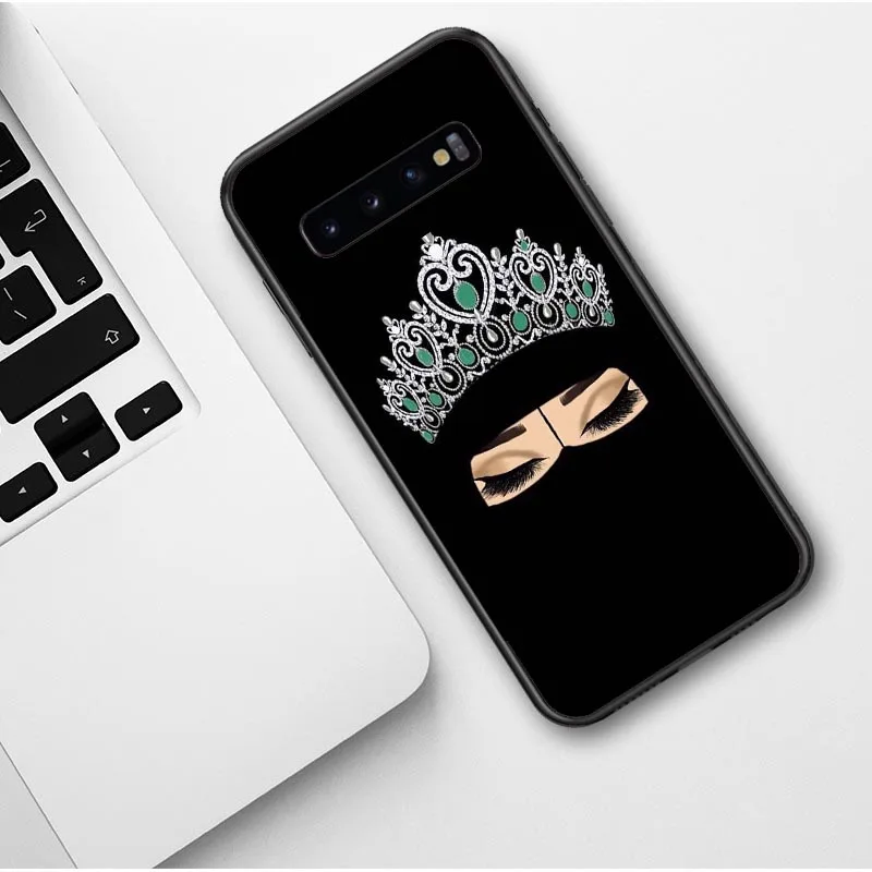 

Luxury Woman In Hijab Face Muslim Islamic Gril Eyes Silicone Cover Phone Case For Samsung S20 S7 Edeg S8 S9 S10 Plus Note 9 10