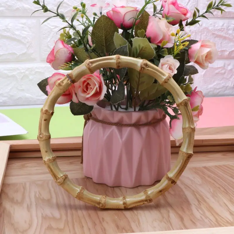 1 x круглая бамбуковая сумка ручка для Сумочка ручной работы DIY сумки аксессуары