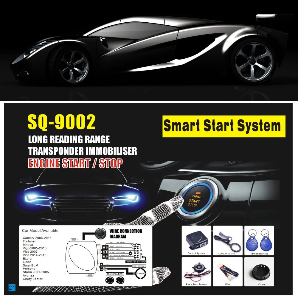 TOSPRA Авто автосигнализация автомобильный двигатель кнопка пуска и остановки RFID